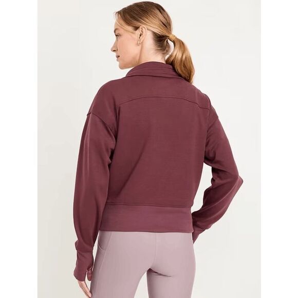 Old Navy Dynamic Fleece Maroon Half-Zip Sweatshirt Cropped XL - Picture 7 of 9